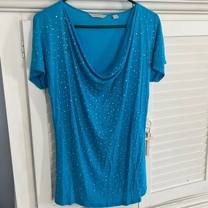 Laura Ashley vibrant blue with silver studs. Slouch neckline Sz S